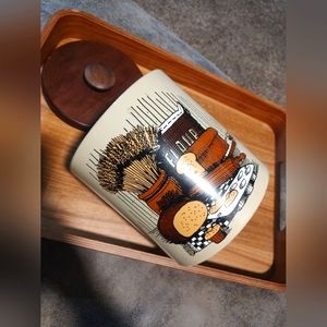 Vintage Ransburg Flour canister kitchen container with wooden lid